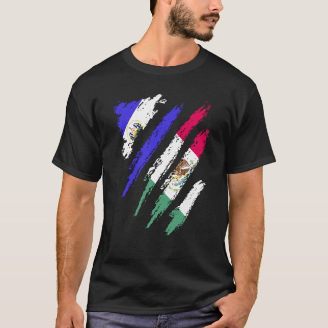 El Salvador Flag Mexico Grown Patriot Country Stri T-Shirt (Front)