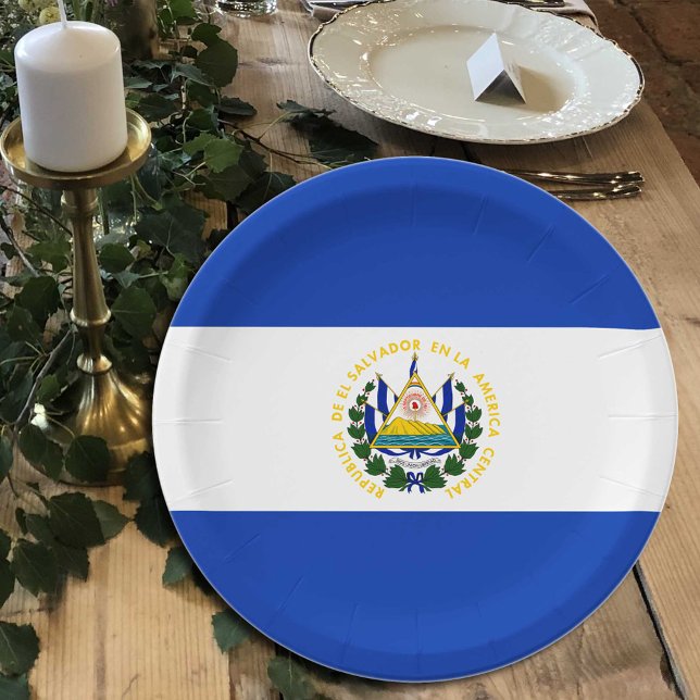 El Salvador Flag plates, party, sport, El Salvador Paper Plate (Creator Uploaded)
