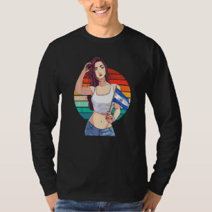 El Salvador Flag Salvadoran Pride Latino Girl Vint T-Shirt