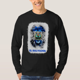 El Salvador Flag With Lion Face Salvadoran Pride D T-Shirt