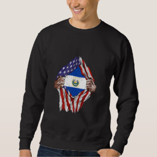 El Salvador Heartbeat Flag Salvadorian Heart Flag Sweatshirt