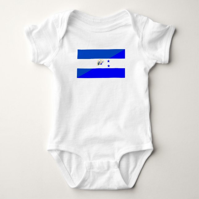 el salvador honduras half flag country symbol baby bodysuit (Front)