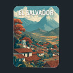 El Salvador Illustration Travel Art Vintage Magnet<br><div class="desc">El Salvador retro vector travel design. From hiking the Santa Ana Volcano to relaxing in El Tunco,  this vibrant country offers a mix of natural beauty,  cultural richness,  and adventure.</div>