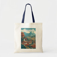 El Salvador Illustration Travel Art Vintage