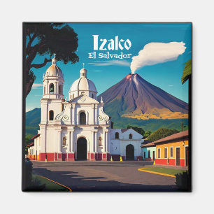 El Salvador   Izalco Travel Vintage Retro Magnet