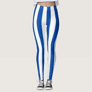 El Salvador National Flag Colours Vertical Striped Leggings