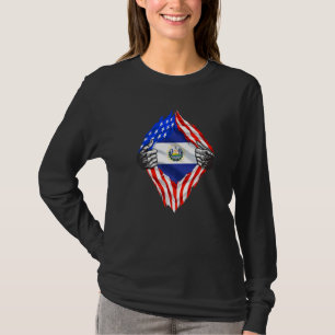 El Salvador Roots Usa Flag Patriotic Salvadoran He T-Shirt