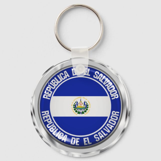 El Salvador Round Emblem Key Ring (Front)