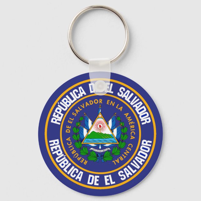 El Salvador Round Emblem Key Ring (Front)