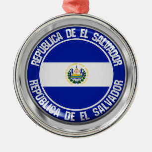 El Salvador Round Emblem Metal Tree Decoration