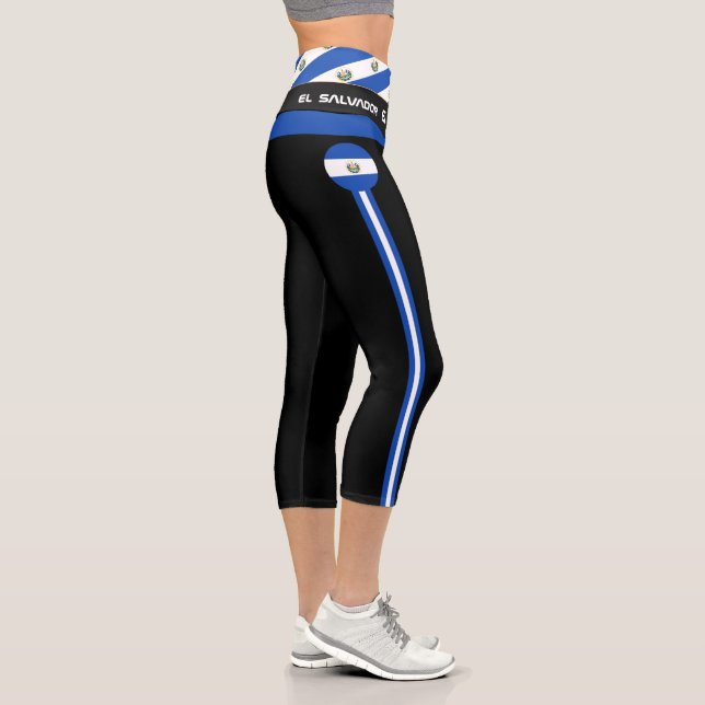 El Salvador & Salvador Flag fashion, Fitness sport Capri Leggings (Right)