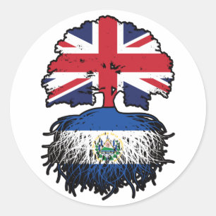 El Salvador Salvadoran British UK Tree Roots Flag Classic Round Sticker