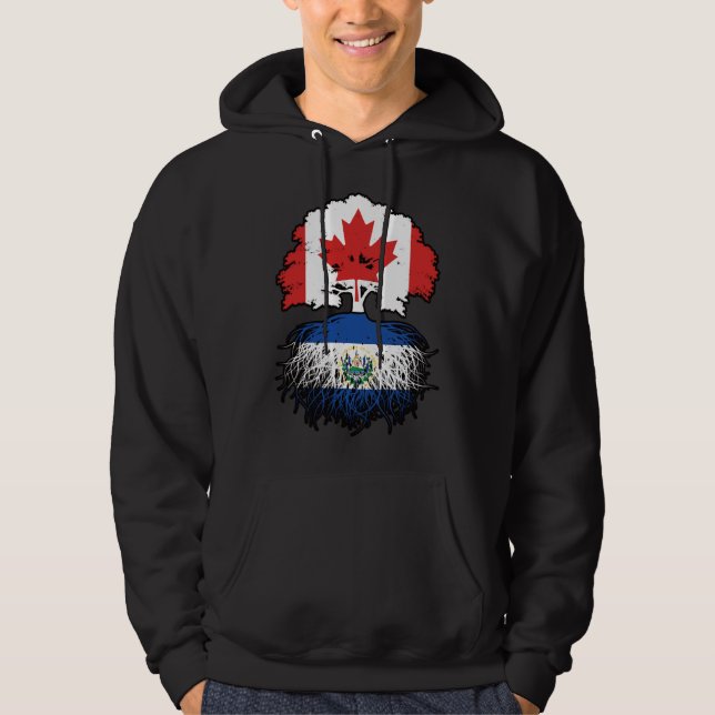 El Salvador Salvadoran Canadian Canada Tree Roots Hoodie (Front)
