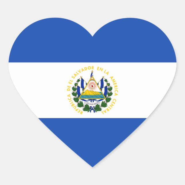 El Salvador – Salvadoran Flag Heart Sticker (Front)