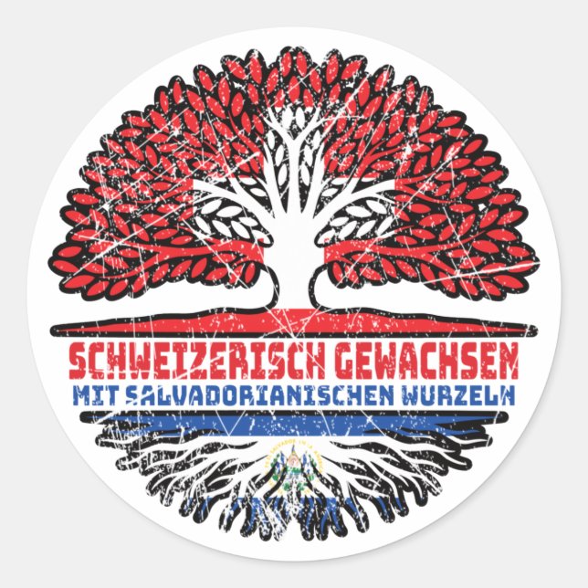 El Salvador Salvadorianisch Schweizer Schweiz Baum Classic Round Sticker (Front)