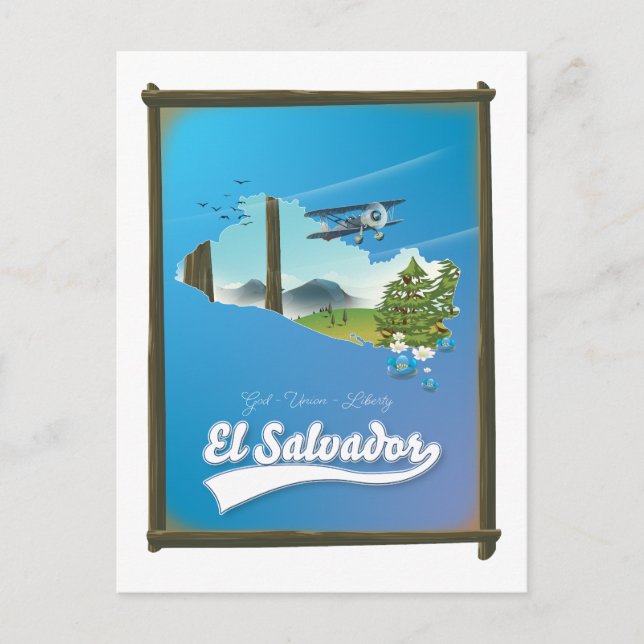 El Salvador Travel map Postcard (Front)