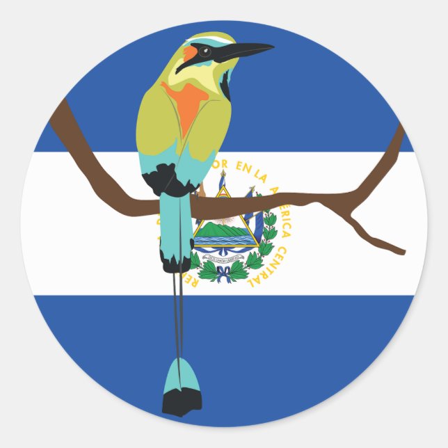 El Salvador Turquoise-browed motmot Torogoz Classic Round Sticker (Front)