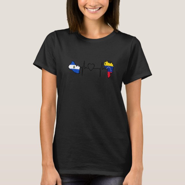 El Salvador Venezuela Flag Salvadoran Venezuelan H T-Shirt (Front)