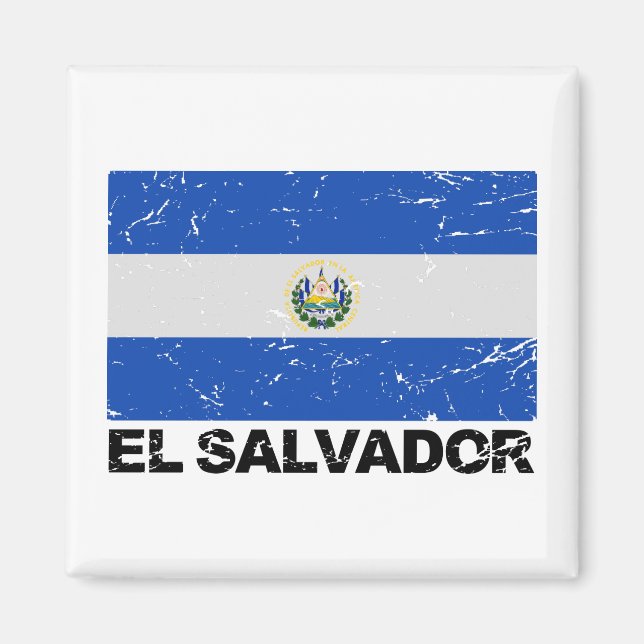 El Salvador Vintage Flag Magnet (Front)