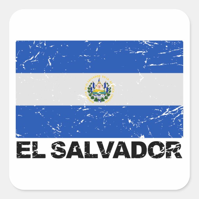 El Salvador Vintage Flag Square Sticker (Front)
