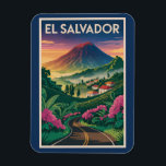 El Salvador Volcano Illustration Travel Art Vintag Magnet<br><div class="desc">El Salvador retro vector travel design. From hiking the Santa Ana Volcano to relaxing in El Tunco,  this vibrant country offers a mix of natural beauty,  cultural richness,  and adventure.</div>
