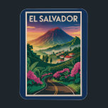 El Salvador Volcano Illustration Travel Art Vintag Magnet<br><div class="desc">El Salvador retro vector travel design. From hiking the Santa Ana Volcano to relaxing in El Tunco,  this vibrant country offers a mix of natural beauty,  cultural richness,  and adventure.</div>