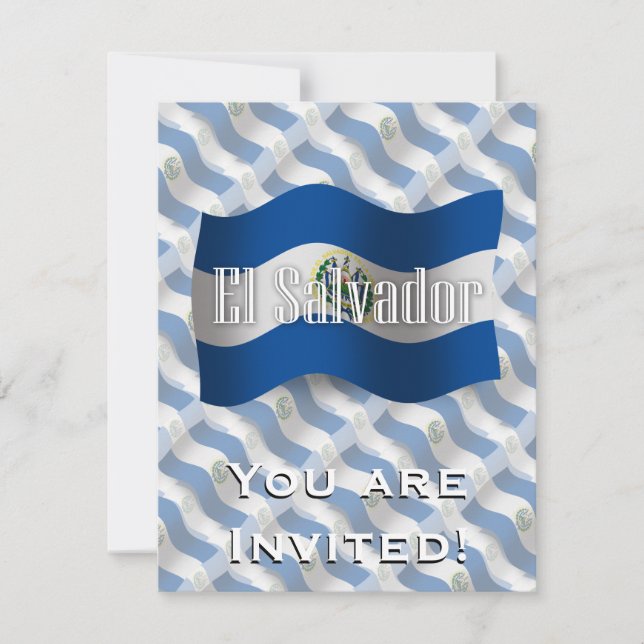El Salvador Waving Flag Invitation (Front)