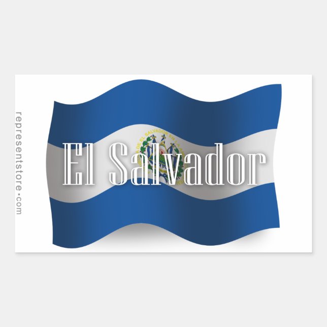 El Salvador Waving Flag Rectangular Sticker (Front)