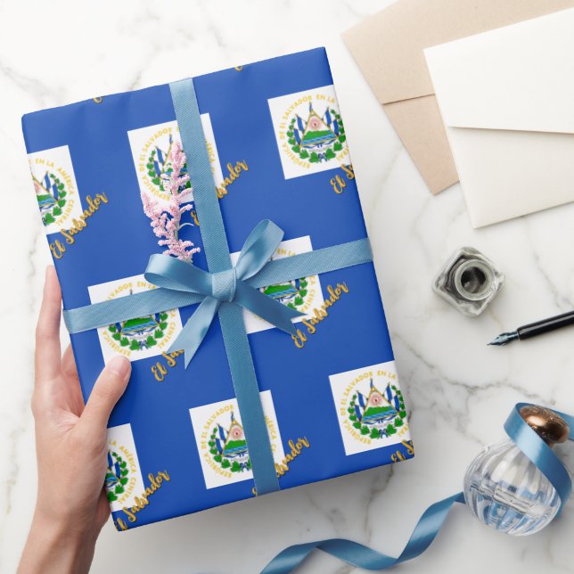 El Salvador Wrapping Paper, Salvador Flag patriots Wrapping Paper (Gifting)
