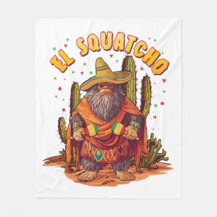 El Squatcho Bigfoot with Maraca, Sombrero and Ponc Fleece Blanket