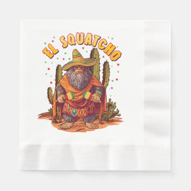 El Squatcho Bigfoot with Maraca, Sombrero and Ponc Napkin (Front)