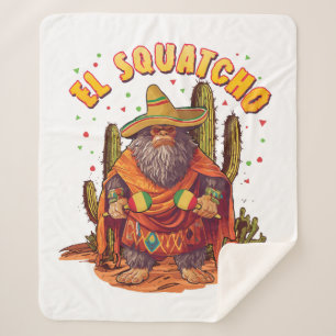 El Squatcho Bigfoot with Maraca, Sombrero and Ponc Sherpa Blanket