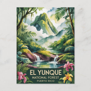 El Yunque National Forest Puerto Rico Painting Postcard