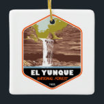 El Yunque National Forest Puerto Rico Vintage Ceramic Ornament<br><div class="desc">El Yunque National Forest vector artwork design. El Yunque National Forest is a tropical rainforest in northeastern Puerto Rico.</div>