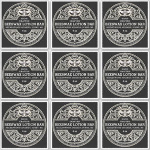 Elaborate Black Beeswax Lotion Bar or Soap Label  