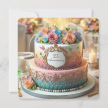 ELABORATE COLORFUL FLORAL ANNIVERSARY CAKE