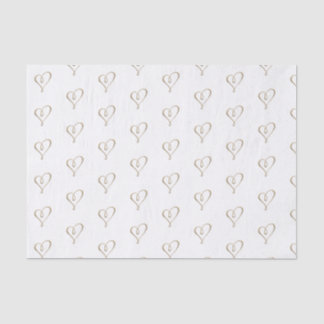 Elaborate Embossed Gold Heart Elegant Wedding      Tissue Paper