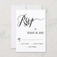 Elaborate Flourishes RSVP Black and White Card