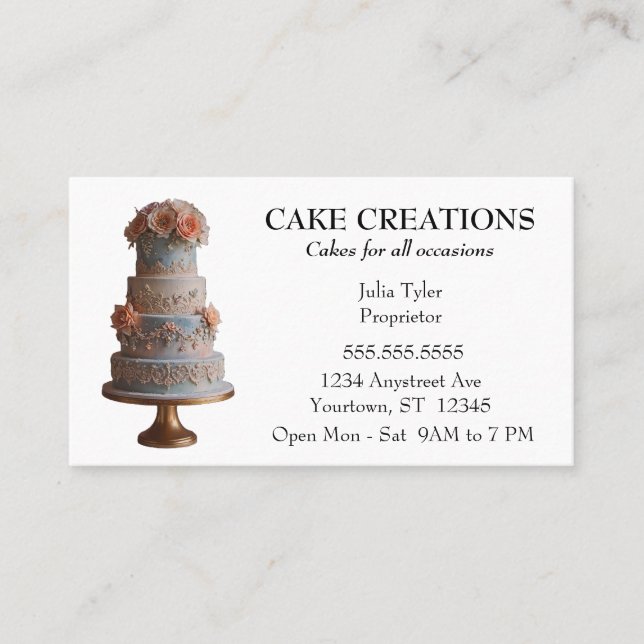 Elaborate Rose Cake Baker Cake Shop Bake Shop Business Card (Front)
