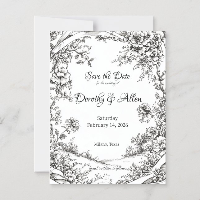 Elaborate Rustic Floral Magnetic Invitation (Front)