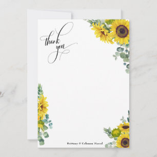 Elaborate Script Eucalyptus & Sunflowers Thank You Card