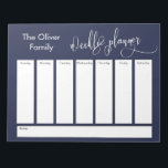 Elaborate Script Simple Weekly Planner, Navy Notepad<br><div class="desc">This versatile weekly planner has been set up with very basic elements that can all be edited... except for the header. The phrase "weekly planner" was rendered in a modern elaborate calligraphy font and has been placed, as a graphic, at the top of the page. Use the template fields to...</div>