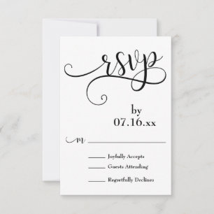 Elaborate Script Typography Black & White RSVP Card