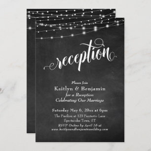 Elaborate Typography Chalkboard Lights Reception Invitation