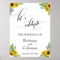 Elaborate Typography Floral Let's Celebrate Sign