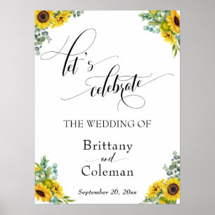 Elaborate Typography Floral Let's Celebrate Sign