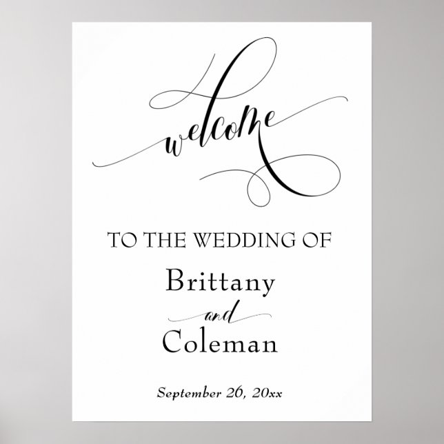 Elaborate Typography Simple Wedding Welcome Sign (Front)