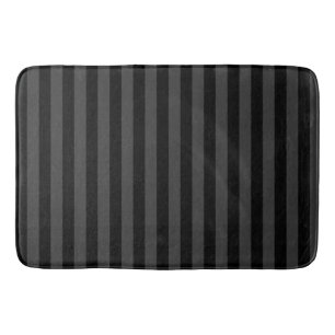 Elagnat Black & Smoky Black Vertical Stripes  Bath Mat