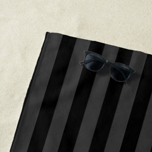Elagnat Black & Smoky Black Vertical Stripes  Beach Towel