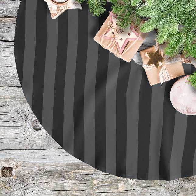 Elagnat Black & Smoky Black Vertical Stripes  Brushed Polyester Tree Skirt (Creator Uploaded)